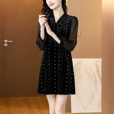 中长款大码雪纺衫女2024春季新款高级感气质减龄显瘦女士连衣裙潮商品大图