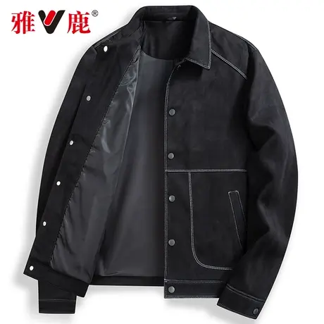 雅鹿2023春季新款翻领夹克男高级感耐磨抗皱防风短款休闲男士外套商品大图