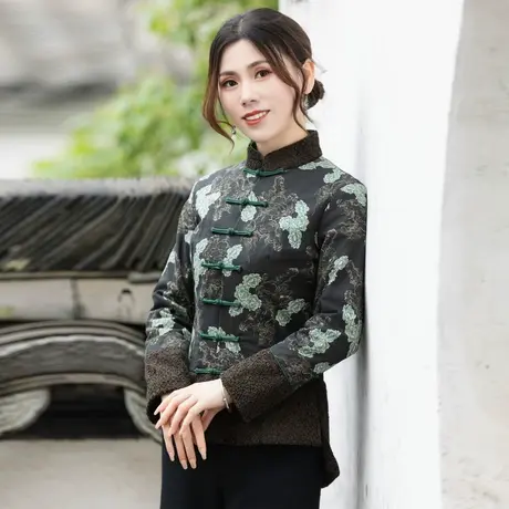 筠雅冬季新款中国风唐装上衣女加厚保暖中式民族风棉衣女装23J624商品大图
