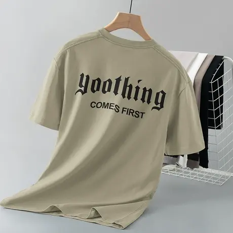 250g重磅纯棉t恤男短袖夏季宽松圆领上衣服美式潮流全棉半袖体恤商品大图