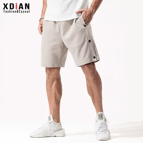 运动短裤男宽松棉健身跑步休闲5五分排扣裤子夏季外穿抽绳大裤衩商品大图