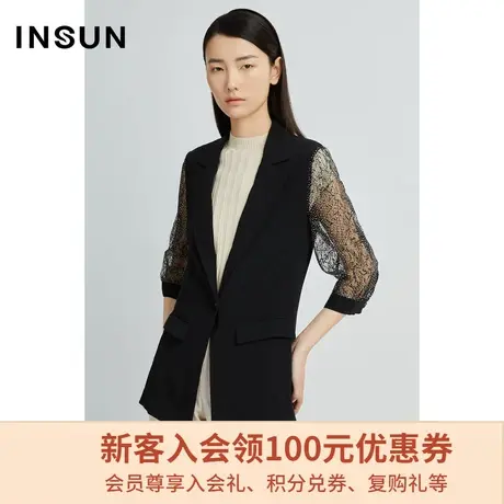 恩裳商场同款夏季经典时尚半袖醋纤垂感中长西装外套女图片