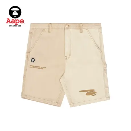 Aape旗舰店男装春夏猿颜徽章刺绣简约山系压凸图案短裤6847XBI图片