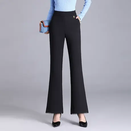 时尚微喇裤女秋季2023新款高腰垂感通勤妈妈长裤休闲裤职业喇叭裤商品大图
