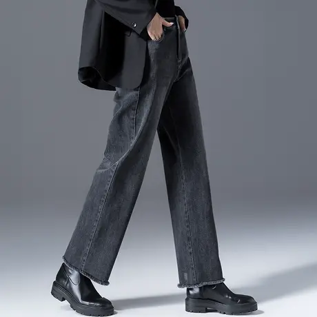 秋冬阔腿牛仔裤女直筒女裤2023年新款春秋女士裤子女高腰大码宽松商品大图