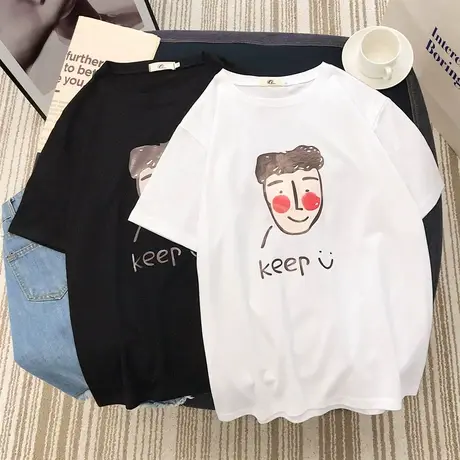 t恤女洋气百搭港味2020春夏新款短袖ins学生cec宽松超火女上衣服商品大图