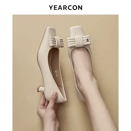 意尔康女鞋2023年春季新款羊皮气质工作不累脚软底细高跟鞋女单鞋图片