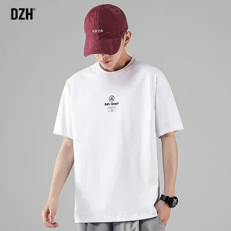 男士白色t恤短袖男潮牌运动半袖打底上衣男装2023新款体恤衫衣服商品大图