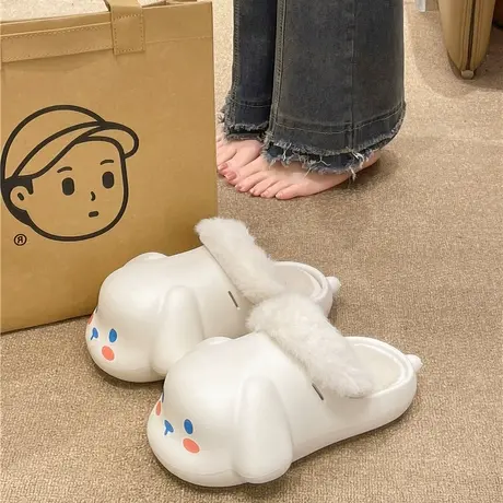 可拆卸防水包头棉拖鞋女秋冬季室内外穿可爱兔子防滑加绒保暖棉拖商品大图