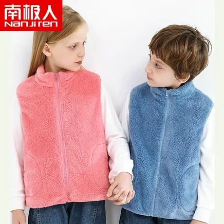 儿童加绒马甲男童女童春装宝宝冬羊羔绒马夹大童保暖背心亲子坎肩商品大图
