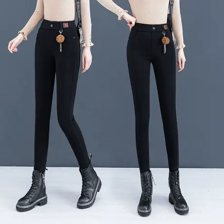 加绒铅笔裤女修身显瘦紧身百搭小脚裤2023秋冬新款黑色弹力休闲裤商品大图