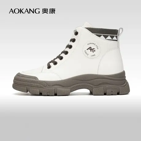 【门店发货】奥康女鞋2023秋季新款时尚休闲高帮鞋马丁靴百搭日常图片