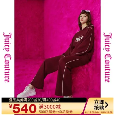 Juicy Couture橘滋秋女2023年款运动复古logo印花撞色嵌条休闲裤商品大图