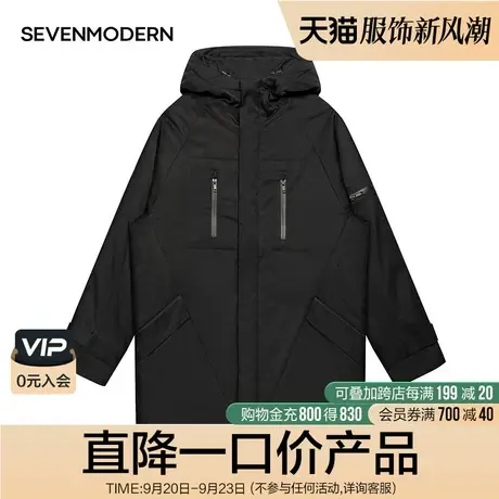 【清仓商场同款】柒牌潮牌SVNMDN中长款连帽棉服外套冬装上装外套图片