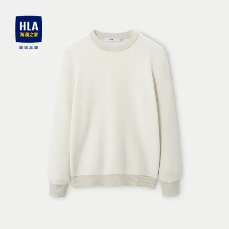 HLA/海澜之家纯色修身长袖针织衫2023秋冬新款圆领加厚毛衣男商品大图