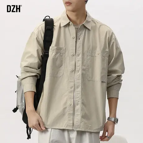 男士纯棉痞帅衬衫男长袖春秋款休闲宽松上衣2023年新款高级感衬衣商品大图