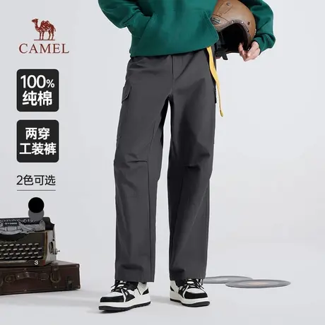 骆驼男装直筒工装裤男士2025新款春秋纯棉宽松束脚休闲运动长裤子商品大图