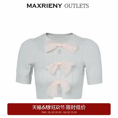【奥莱】MAXRIENY网纱蝴蝶结套头针织衫童装女童上衣商品大图