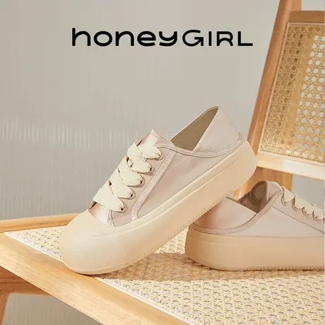 honeyGIRL帆布鞋女2025新款低帮休闲平底百搭小白鞋丑萌大头鞋商品大图