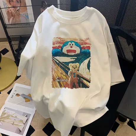 胖mm大码t恤女夏季新款oversize宽松显瘦短袖ins潮牌减龄纯棉上衣商品大图