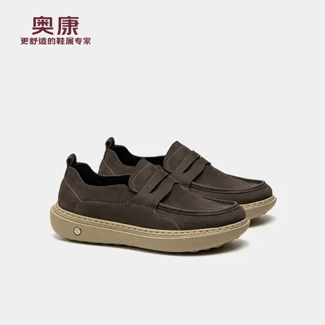 奥康 2025秋季新款男鞋轻便软底复古通勤一脚蹬百搭套脚工装鞋图片