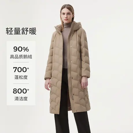 【品质鹅绒】坦博尔24冬季新款羽绒服女中长款连帽无缝压胶外套冬图片