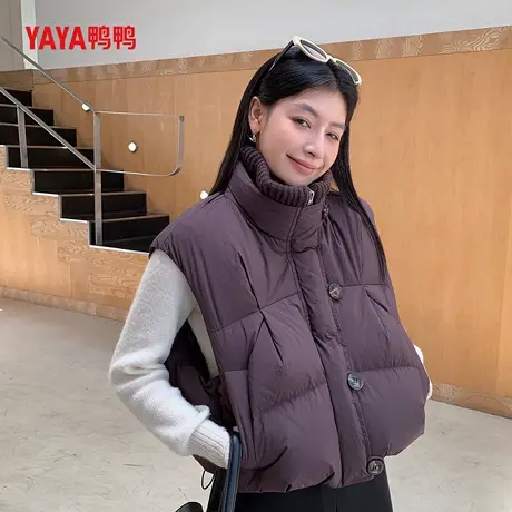 YAYA鸭鸭2025年秋冬新款立领短款羽绒马甲宽松韩版外穿马夹羽绒服商品大图