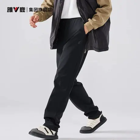 雅鹿加绒加厚裤子男款休闲裤2025新款潮束脚裤保暖长裤秋冬款宽松商品大图