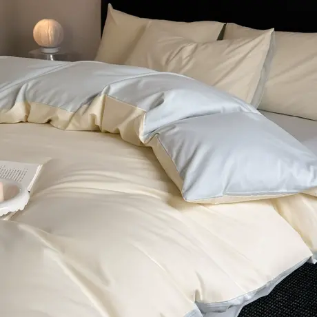 恒源祥50双股全棉简约纯棉四件套纯色单人双人四季通用床品套件商品大图