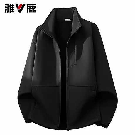 雅鹿2026春秋季新款翻领防水休闲抓绒卫衣男高级感冲锋衣内胆外套图片