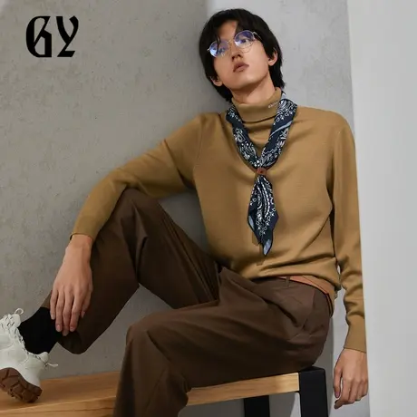 雅戈尔奥莱 GY男装毛衫秋冬青年时尚刺绣休闲高领针织羊毛衫商品大图