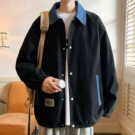 秋季外套男潮牌新款外衣休闲宽松翻领夹克男秋冬潮流百搭工装褂子商品大图