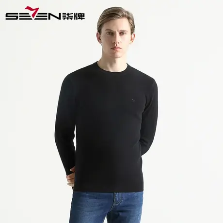 柒牌男装清仓羊毛衫秋冬季针织衫男款保暖线衣圆领套头毛线衫商品大图