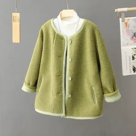 羊羔毛小香风外套女秋冬加厚2023新款韩系高级感小个子棉服设计感商品大图