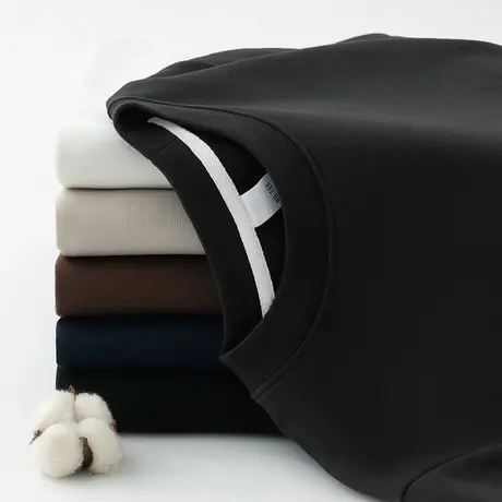 450g重磅t恤男士长袖秋冬内搭打底衫加绒加厚纯色上衣服保暖小衫商品大图