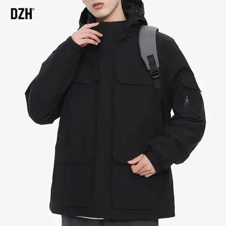 男士黑色三合一 冲锋衣男冬款2023新款两件套可拆卸外套加绒夹克商品大图