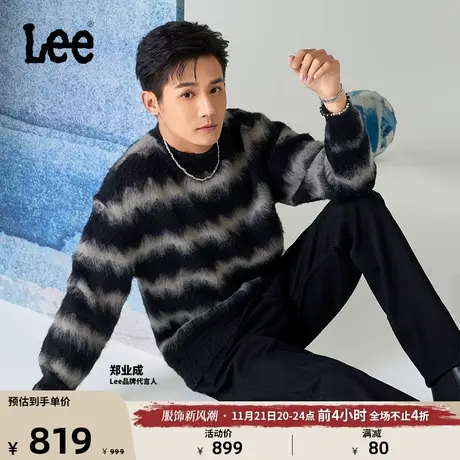【郑业成同款】Lee商场同款23秋冬新品舒适版波浪条纹多色男毛衣图片