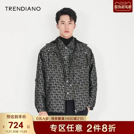 TRENDIANO官方男装秋季新款时尚潮流字母印花夹克外套潮牌男商品大图