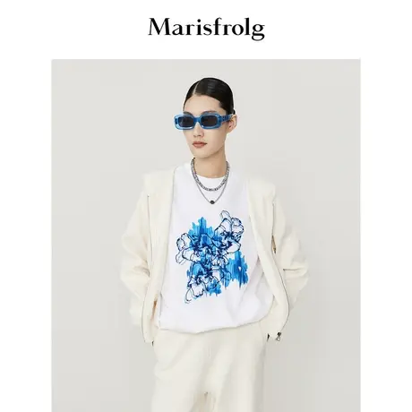 【经典搭配系列】玛丝菲尔秋季白色休闲百搭连帽短外套商品大图