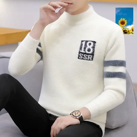 毛衣男春秋装半高领上衣青少年针织衫潮流线衫秋季内搭线衣潮秋衣商品大图