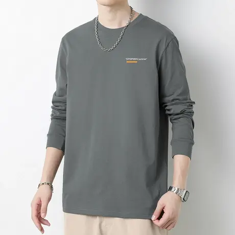 重磅纯棉t恤男长袖秋季印花潮流宽松内搭打底衫秋衣小衫全棉体恤商品大图