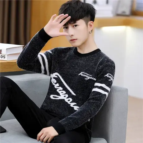 青少年羊毛衣男士新款冬季韩版潮流针织高中学生款羊绒加厚打底衫商品大图