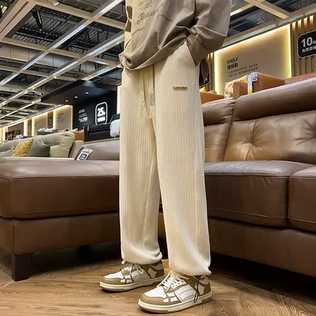 休闲长裤男春秋款直筒宽松高级感裤子男生潮流百搭美式高街阔腿裤图片