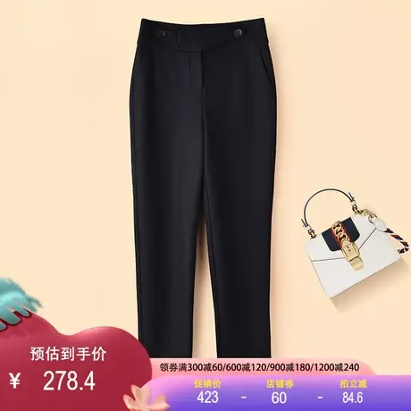 休闲毛呢裤2023秋季新款高腰时尚百搭直筒裤显瘦气质烟管西装裤女图片