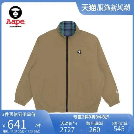 Aape旗舰店男装春秋字母刺绣双面穿潮流格纹夹克外套7464XXH商品大图