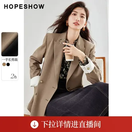 【直播专享】秋季直身双排扣枪驳领一手长西装90123272201红袖图片