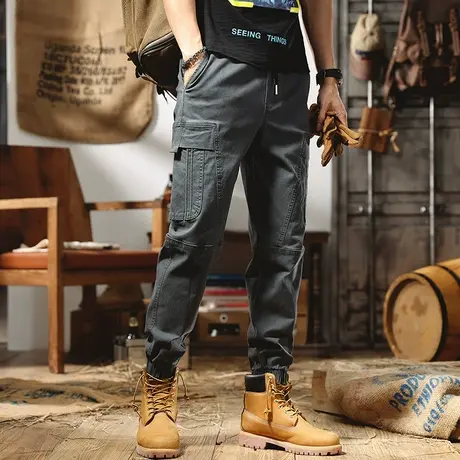 美式重磅工装裤子男2022新款宽松直筒潮牌束脚微锥阔腿男士休闲裤图片