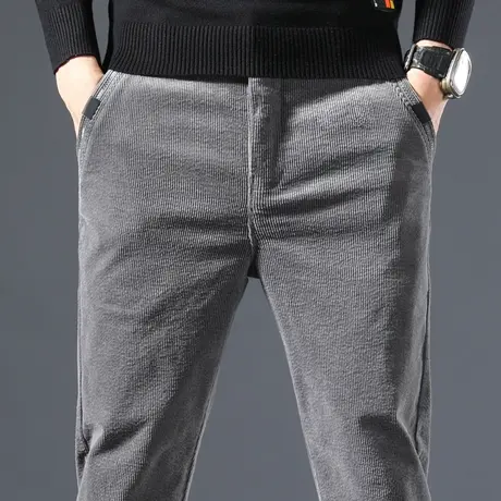 冬季男裤2023年新款潮流条绒灯芯绒长裤子男士休闲裤秋冬装中年商品大图