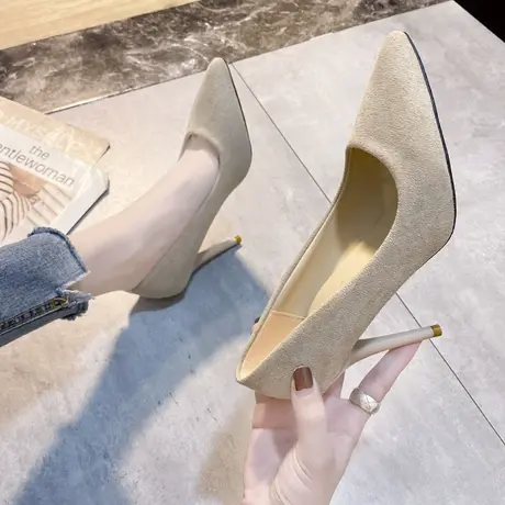 高跟鞋女2024新款性感尖头细跟职业工作鞋超火百搭夏季浅口单鞋女商品大图