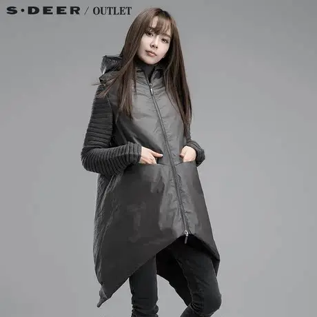 s.deer圣迪奥专柜正品设计三角底摆宽松羽绒服S14482408图片